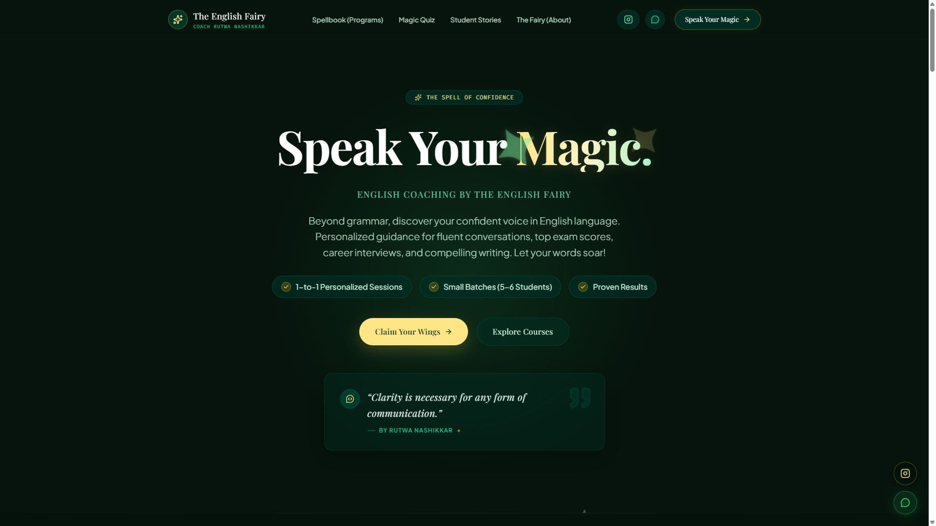 The English Fairy website homepage